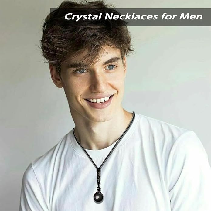 Crystal Necklaces for Women Men, Tigers Eye Amethyst Obsidian Pendant for Protection, Crystals and Healing Stones Necklace Jewelry for Spiritual