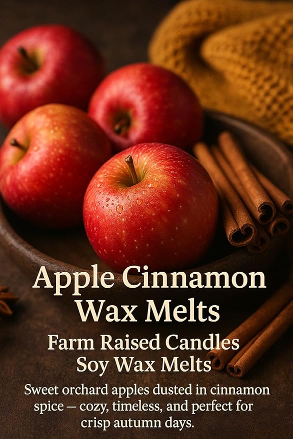 Farm Raised Candles – Apple Cinnamon Wax Melts 3-Pack | Fresh from The Farm Soy Wax Melts | 9 oz Total (Three 3 oz Clamshells, 18 Cubes) | Hand-Poured Orchard Spice Scent for Wax Warmers
