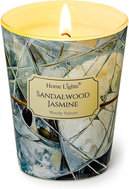 HomeLights Soy Wax Candles for Home Scented, 1-Wick Candles in Sandalwood Jasmine Scented, Industrial Chic Aromatherapy Candles Gift for Parties, Relaxing, 6.7oz