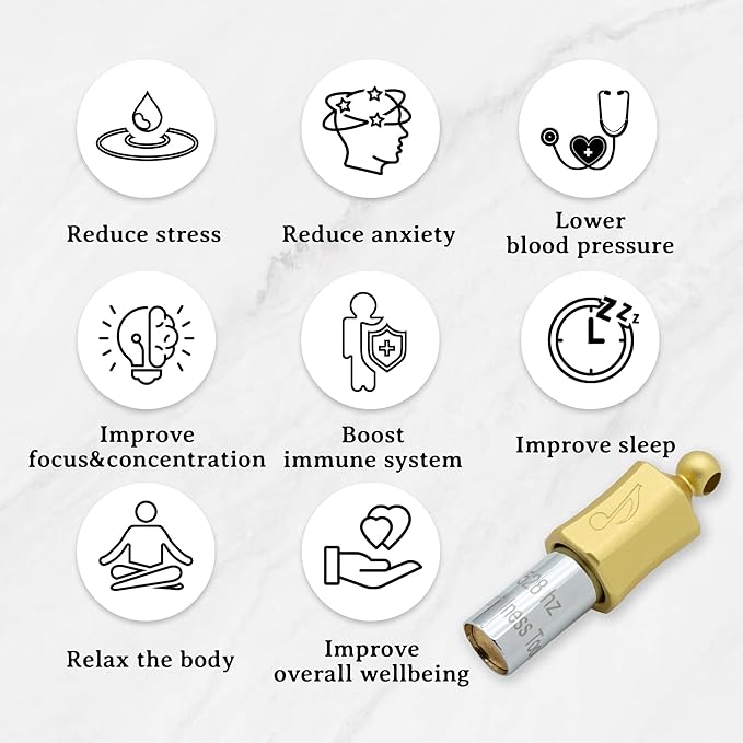 528 Hz Breathing Meditation Whistle Stress Relief Calm Meditation Whistle Frequency Sound Healing Device by Adjusting The Breathing for Anxiety Relief Gold