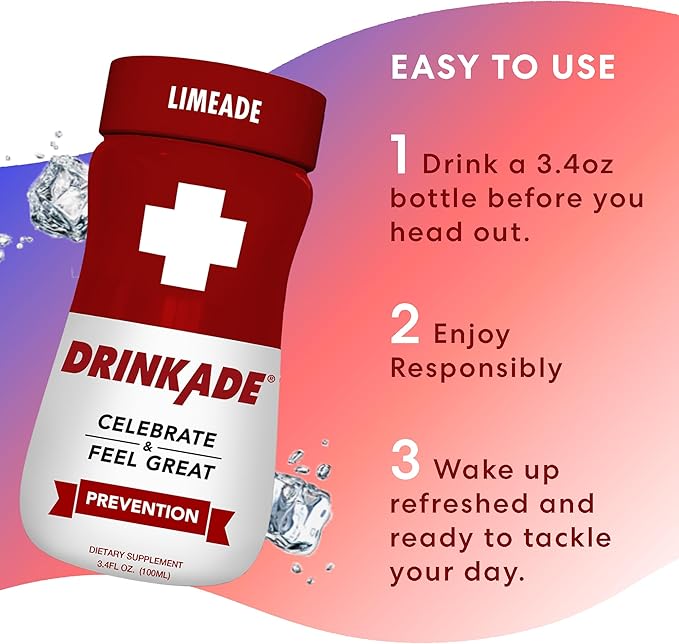 DrinkAde Prevention – Daily Wellness & Immunity Support Hydration Drink with Electrolytes, B Vitamins & Green Tea Extract – Sugar Free, 5 Calories, Vegan, Non-GMO (6 Pack, Lemon)