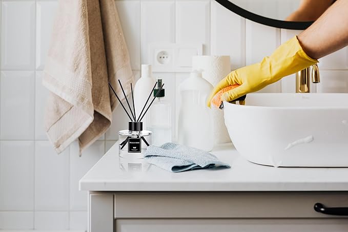 WEALD TRIBE Reed Diffuser Set Of 3 For Bathroom Air Fresheners, Oil Defusers Sticks | Bamboo, Sage & Sea Salt, Sandalwood Ebony Scent(1.7 fl oz Each Pack) Home Fragrance With 12 Sticks | Shelf Decor