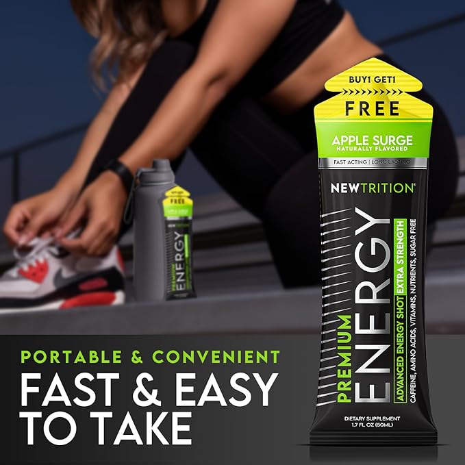 NewTrition® Extra Strength Energy Shots, 250mg Caffeine Energy Shots with Vitamin B & Amino Acids, Sugar-Free Vitamin Energy Shot, 1.7 fl oz (Pack of 24, Apply Surge)