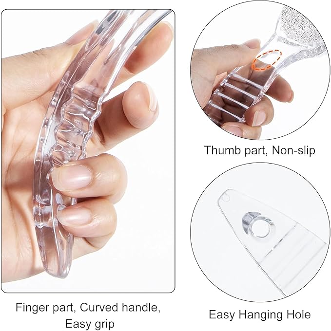 4 Pcs Foot Pumice Stone Brush Calluses Remover, Large Foot Scrubber Foot File with Handle 2 in 1 Suitable for Horniness Foot Spa, Foot Care Smooth Skin (Transparent)