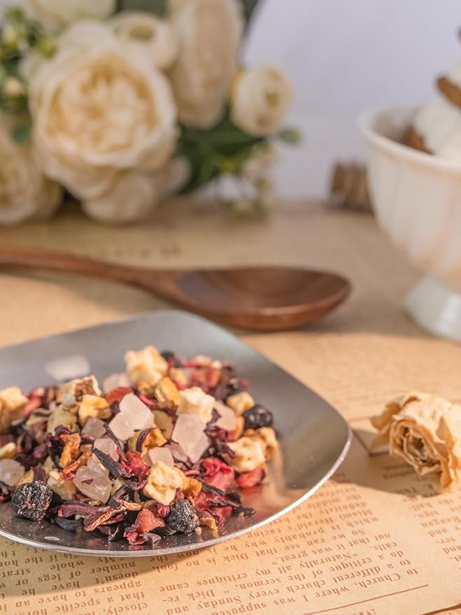 TeeLux Blueberry Hibiscus Tea Bags, 5g/bag, Hibiscus with Cranberry, Blueberry, Peach, Apple, Hibiscus, Hawthorn, Caffeine Free, Light Sweet & Tarty Taste, 30 Count