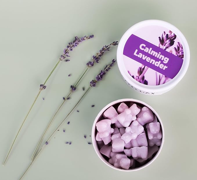 Happy Wax Calming Lavender Scented Bear Wax Melts - Natural Strong Lavender Scented Wax Melts Infused w/Essential Oils - Non Toxic Wax Melt. Scented Soy Wax Melts for Warmers (4 oz Tin)