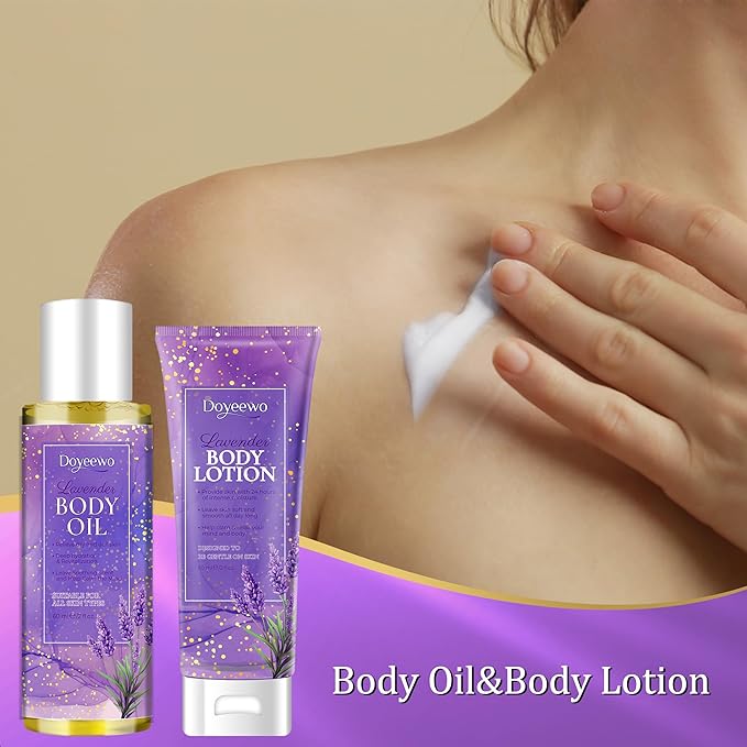 Spa Bath Body Care Wash Christmas Gifts Baskets for Women,Relaxation Calming Lavender Spa Set Home Relaxing Self Care Shower Kit Birthday Valentines Stocking Stuffers Gifts for Women Mom Wife Sister