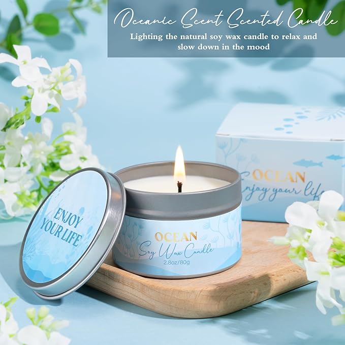 Birthday Gifts for Women, Relaxing Spa Gift Baskets for Women, Ocean Scented Self Care Gifts, Mothers Day Bath and Body Inspirational Gift Set for Mom Her Wife Best Friends Sister Girlfriend Coworker