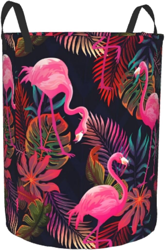 Laundry Basket Flamingos Collapsible Large Capacity,63L Dirty Clothes Basket Durable Lightweight Hamper With Handles Ideal For Clothes Toys Home Organization size19.6"L x 15.7"W
