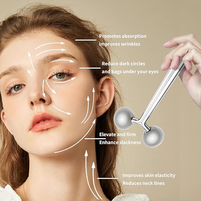 2Pcs Gua Sha Facial Tools Stainless Steel, Detailer GuaSha Set for Face Neck, Natural Skin Care Metal Gua Sha Lymphatic Drainage Face Massage Tool, Gift for Women (Detail Guasha Set)