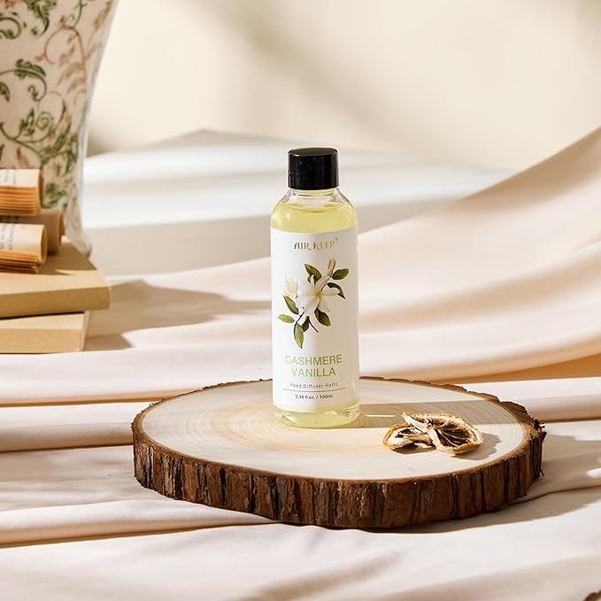 Airkeep Reed Diffuser Oil Refill/Cashmere Vanilla/3.38oz(100ml/1 Pack/Scented Oil Refill for Reed Diffuser Home Fragrance for Bedroom, Bathroom Office Home Decor