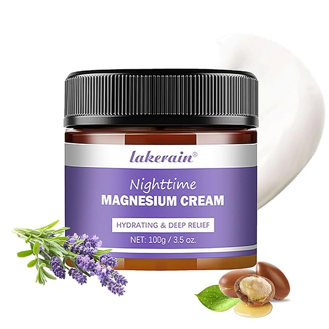 Nighttime Magnesium Cream, Hydrating and Non-Greasy Lavender Topical Magnesium Cream & Body Lotion with Shea Butter and Vitamin E, Relaxation and Sweet Sleep, 3.5 oz