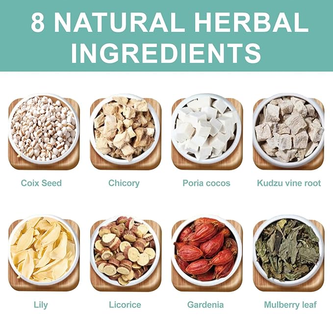 Chicory And Gardenia Tea - Kidneys & Liver Health Tea, 8 Herbal Ingredients Natural Blend, Chicory and Gardenia Tea Bags, Chinese Herbal Tea (250g/10g x25pcs)