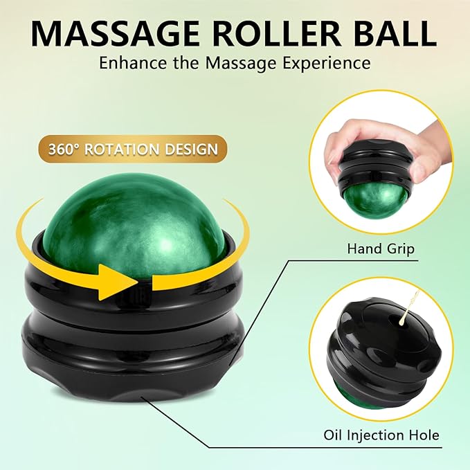Sore Muscle Massage Oil for Massage Therapy, with Massage Roller Ball & Thumb Saver Massager, Body Massage Oil for Muscle Relaxing, Soothes Joints & Muscles with Arnica, Lavender Oil(8 Fl Oz)
