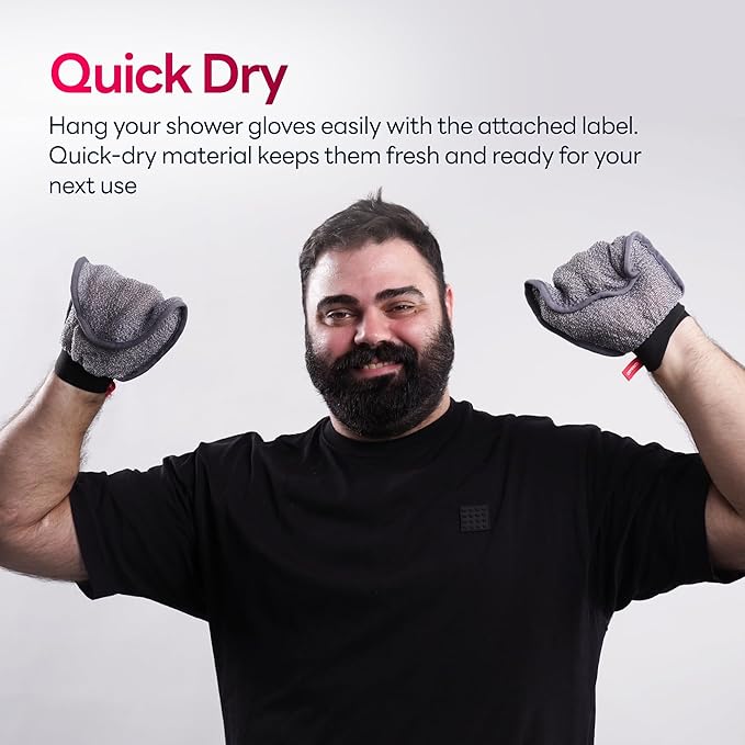 Exfoliating Mitt, Body Scrubber for Deep Exfoliation, Korean Scrub Mitt, Turkish Body Exfoliator for Remove Dead Skin, Gentle Lightweight Loofah Bath Glove for Shower (2 Pack)