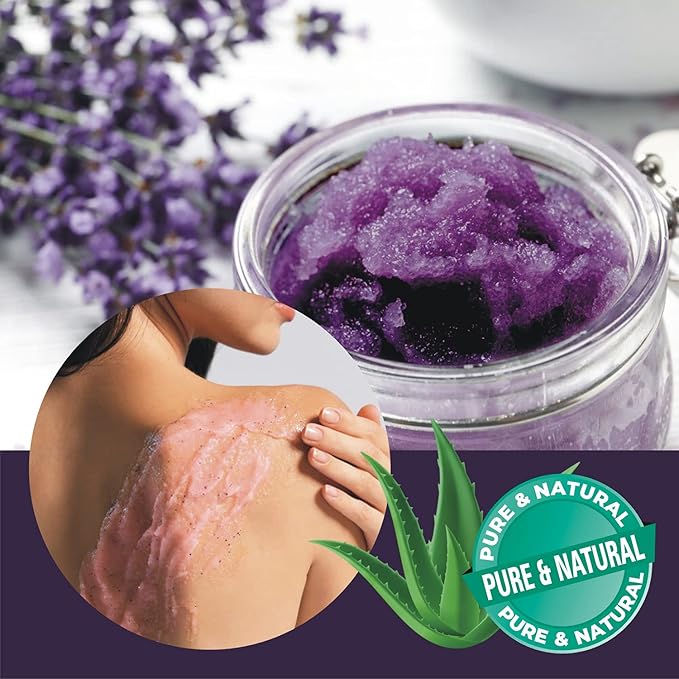 First Botany Body Scrub - Natural Exfoliating Salt Scrub & Body and Face Souffle helps with Moisturizing Skin, Acne, Cellulite, Dead Skin Scars, Wrinkles (10 fl oz, Lavender)