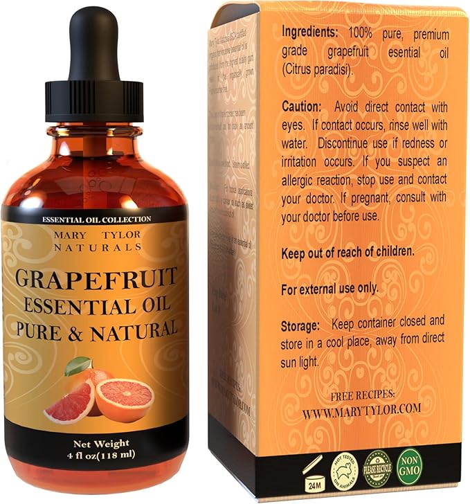 Grapefruit Essential Oil (4 oz), Premium Therapeutic Grade, 100% Pure and Natural, Perfect for Aromatherapy, Diffuser, DIY by Mary Tylor Naturals