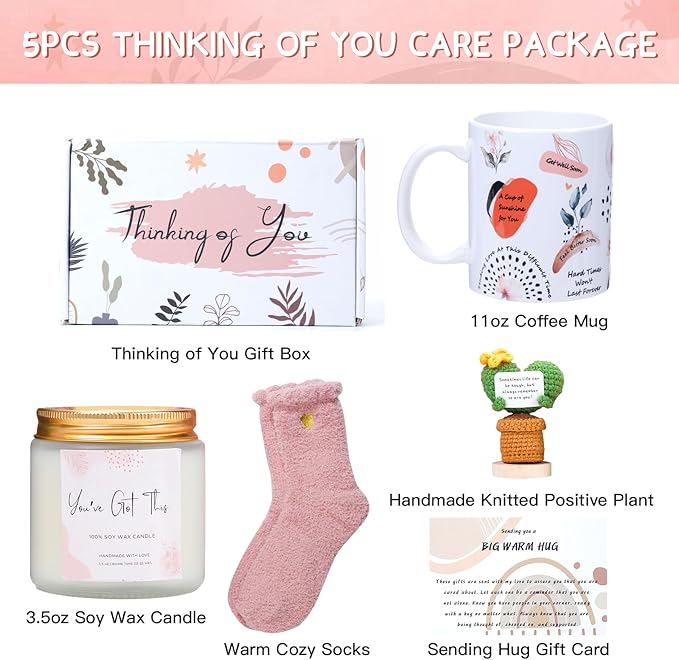 Get-Well Soon Gift Baskets for Women - Care Packge After Surgery Recovery - Self Care Gifts Thinking of You Gifts Feel Better Gift for Sick Friends