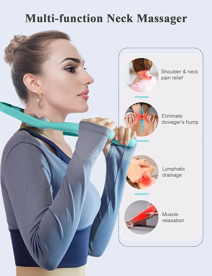 Upgrade Neck Massager, Neck Massager for Pain Relief deep Tissue, 6 Balls Massage Roller,Manual Massager, Shoulder Massager, Handheld Neck and Back Massager Roller Legs Shoulder Relaxer