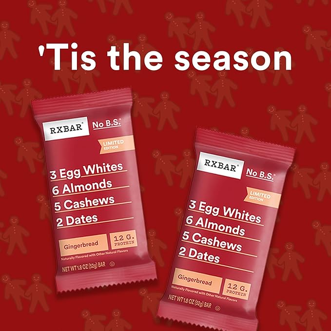 RXBAR Protein Bars, Protein Snack, Snack Bars, Gingerbread, 22oz Box (12 Count)