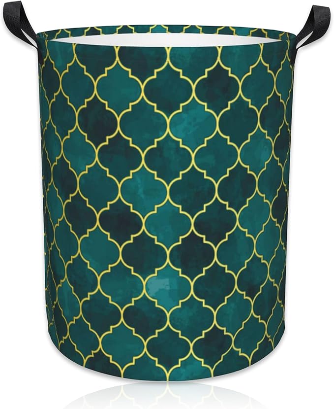 Laundry Basket Moroccan Mosaic Laundry Hamper Large Laundry Basket Storage Basket Tote Bag Collapsible Organizer Basket for Bathroom,Laundry,Bedroom 17.3 x16.5 Inch