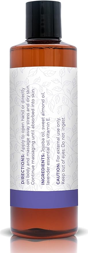 Lavender Massage Oil for Massage Therapy, Body Massage Lotion; Jojoba, Sweet Almond Oil for Skin, Vitamin E, and Pure Lavender Essential Oil, Body Oil Aceite para Masajes Relajantes