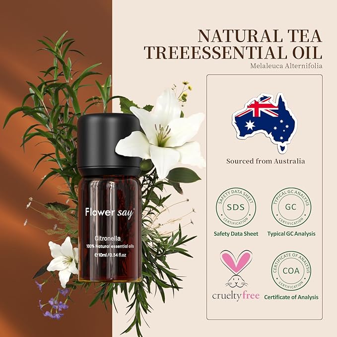 Citronella Essential Oil – 100% Pure & Natural, Steam-Distilled, Fresh Herbal Scent for Diffuser, Aromatherapy, DIY, Skin & Hair, 0.34 Fl Oz