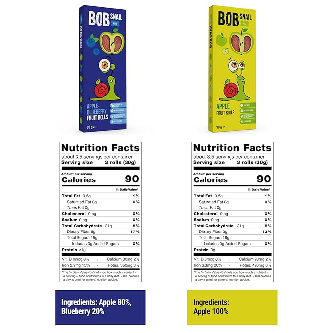 BOB SNAIL Healthy Organic Fruit Snacks for Kids and Adults – 60 Organic Fruit Roll Up with Mango, Apple, Blueberry, Persimmon –Vegan Low-Carb Variety Pack Leather Strips for Kids–Sugar Free Jerky Bar
