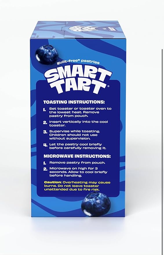 Smart Tart Toaster Pastries Wild Blueberry - Low Sugar Snacks, Healthy Breakfast Pastry, On the Go Snack, Real Fruit Filling - Only 6g Added Sugar - 12 Count