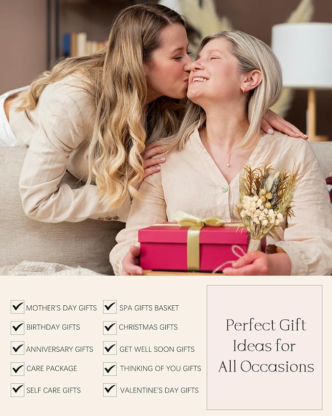 Spa Gifts for Women - Mothers Day Gifts for Mom, Self Care Kit, Birthday Anniversary Care Package Ideas for Wife Girlfriend Her from Daughter Husband Friend, 8PCS Items with Natural Themed