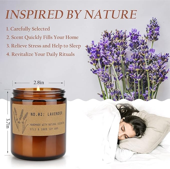 Candles for Home Scented Candles Set, 4 Pack Candles Gifts Set for Women/Men, Soy Candle, Lavender Candle, 220H Long Lasting Soy Wax Candle Set for Mother's Day, Birthday, Anniversary, Men