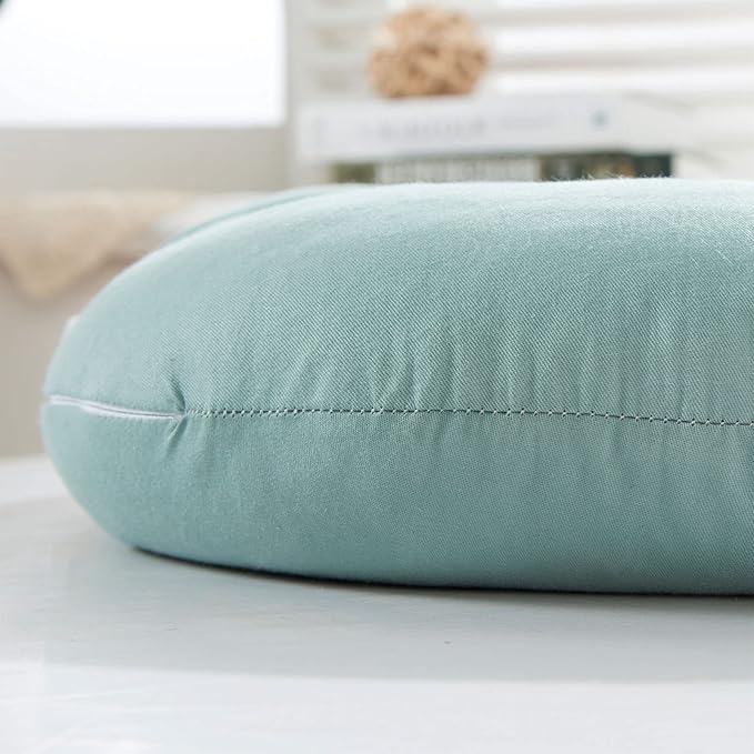 Buckwheat Hulls Neck Pillow, U Shaped Travel Pillow Portable Pillow Support for Neck Shoulder, for Side Back Stomach Sleeper with Washable Pillowcase (12x12 inch,Blue)