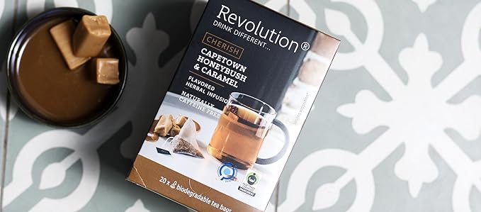 Revolution Tea CHERISCH Capetown Honeybush & Caramel Rooibos Tea - 20 Count, Sweet Rooibos Indulgence