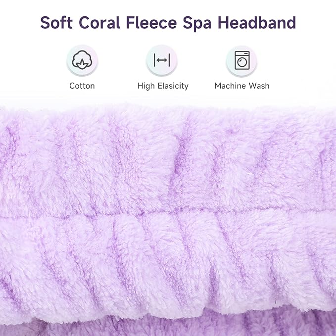 Face Headband 8Pcs Bow Hair Band Cute soft Facial Makeup Head Band for Face Washing Shower Skin Care Fluffy Spa Headband Coral Fleece Wraps for Woman Girl 8 Color Slumber Party Supplies