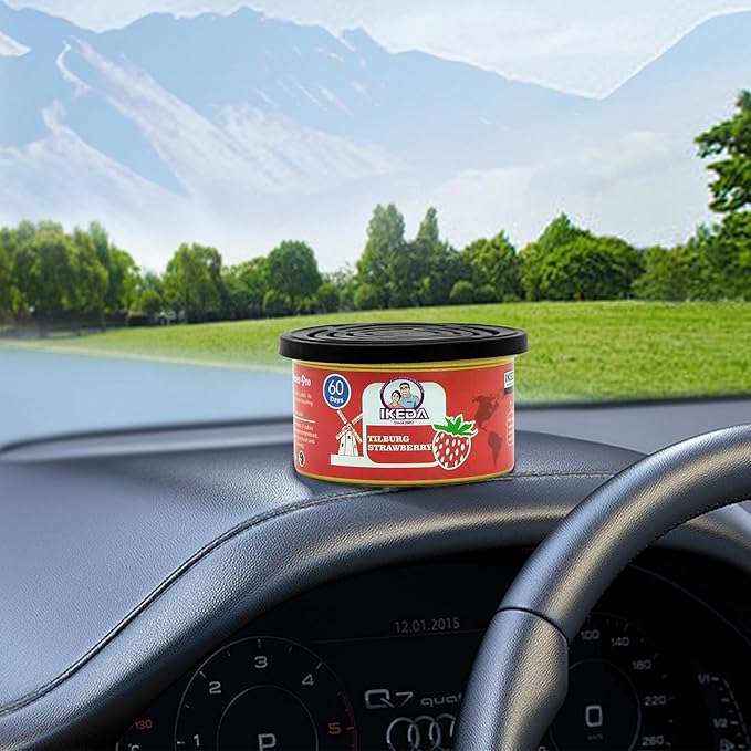 IKEDA Car Air Freshener & Car Odor Eliminator for Auto or Home,Office, 60 Days Long Lasting Scent Cans Freshener, 1.5 Oz Each, 4 Cans, Strawberry