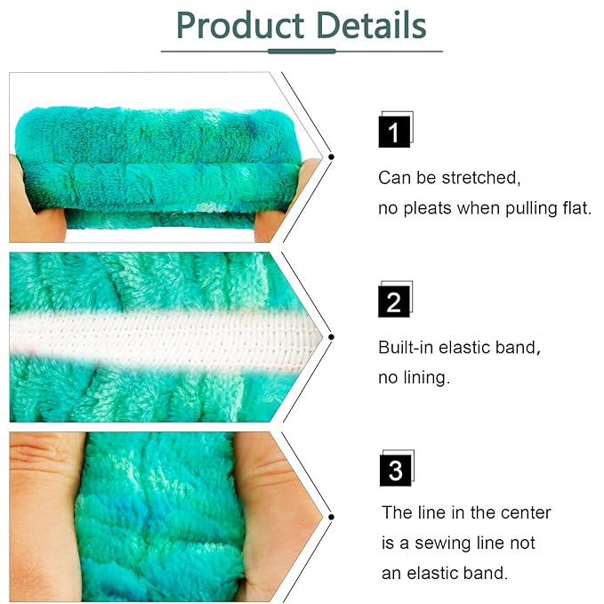 VELSCRUN Spa Headband, Makeup Face Wash Skincare Headbands, 6 Pcs Green Colorful Sponge Bow Tie Get Ready HairBand Facial Wristband Set, Stuff for Teen Girls Women Trendy Fashion Hair Accessories