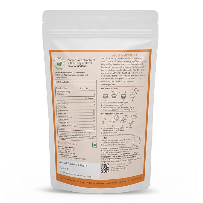 TeaNOURISH Turmeric Moringa Herbal Tea | Blend of Indian Superfoods Turmeric, Moringa, Ginger & Black Pepper | Supports Immunity | 100% NATURAL INGREDIENTS - 3.53oz/100g