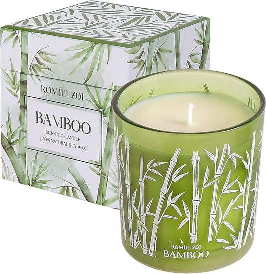 ROMIIE ZOI Aromatherapy Jar Candle - 6oz Soy Wax Candle - Infused with Bamboo Aroma - with Beautiful Keepsake Box Special