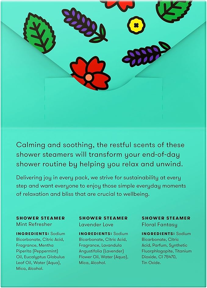 ANIHANA Shower Steamers 3 Pack Gift Set with Essential Oils Paraben Free Mint Refresher, Lavender Love, Floral Fantasy, 1.76 oz Each