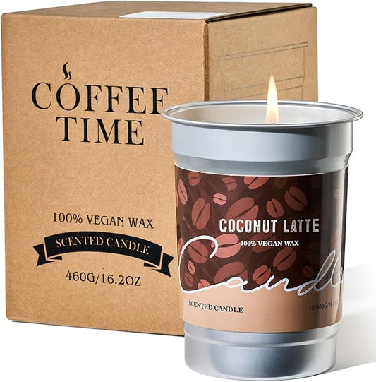 M&SENSE Coconut Latte Scented Candle, Soy Wax 16.2oz 100 Hours Long Lasting Clean Burn, Large Coffee Smelling Kitchen Candles for Home, Non-Toxic Relaxing Aromatherapy Gifts for Women