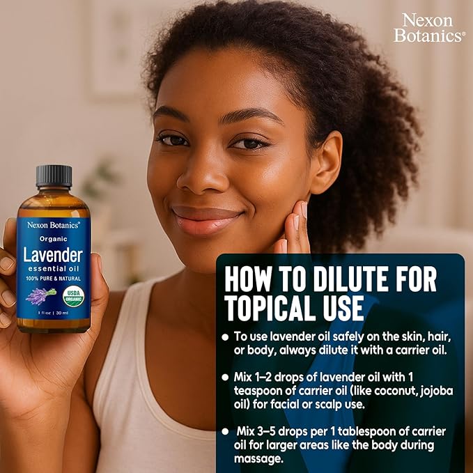 Organic Lavender Essential Oil 30 ml - Pure, Natural Oils for Aromatherapy, Diffusers, DIY, Candle and Soap Making Scent - Nexon Botanics