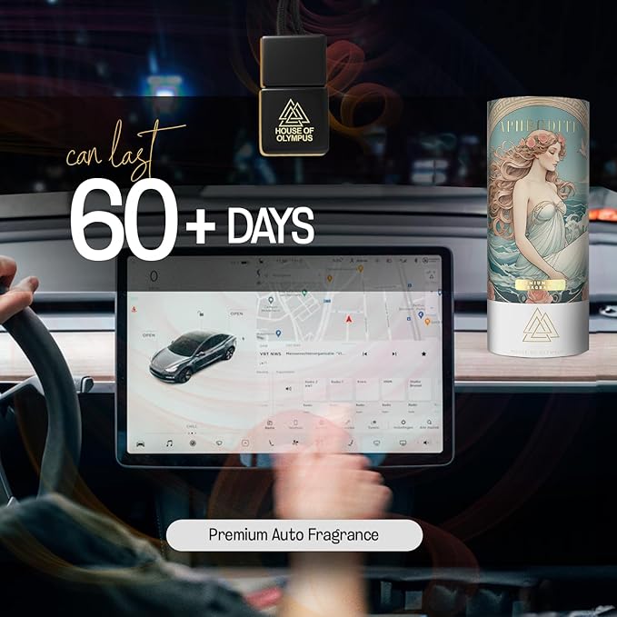 Aphrodite Hanging Car Air Freshener for Women, 100% Natural Essential Oils - 60 Days Lasting Car Scent by House of Olympus - Made in USA