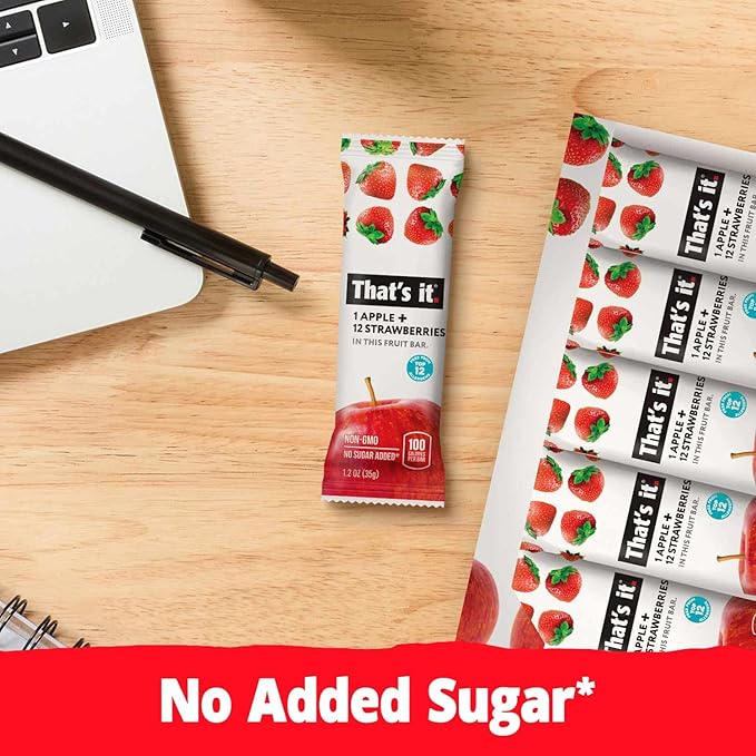 That’s it. Variety, 100% Natural Real Fruit Bar, High Fiber Vegan, Gluten Free Healthy Snack, Paleo for Children & Adults, Non GMO No Added Sugar (Blueberry, Strawberry, Fig) (36 Pack)