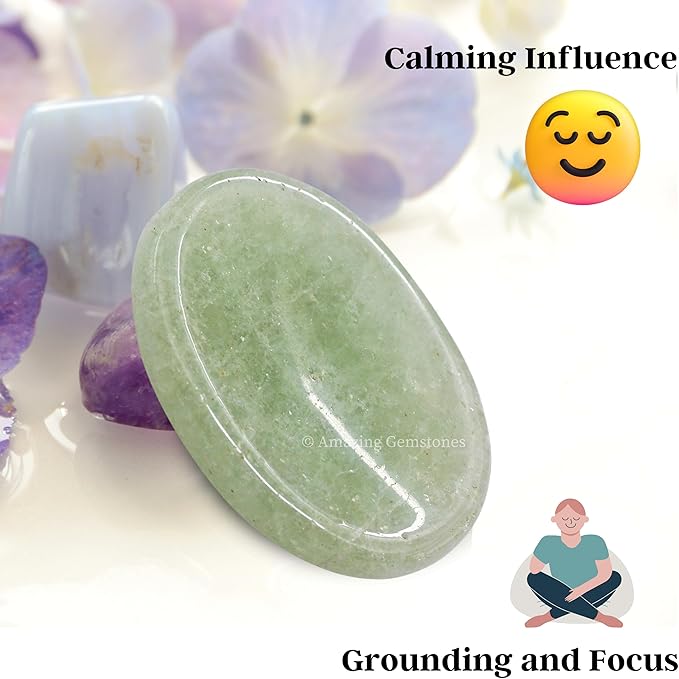 Amazing Gemstone Green Aventurine Worry Stone Crystals and Healing Stones - Worry Stones for Stress Relief Gifts - Piedra Crystal Fidget for Meditation - Unique Stocking Stuffers and Birthday Gifts