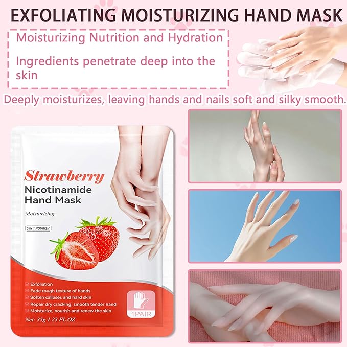 6PCS Hand Masks,Hydrating Hand Masks Moisturizing Gloves Overnight for Dry Cracked Hands,Daily Hand Care Hand Masks Gift Set for Women and Men C