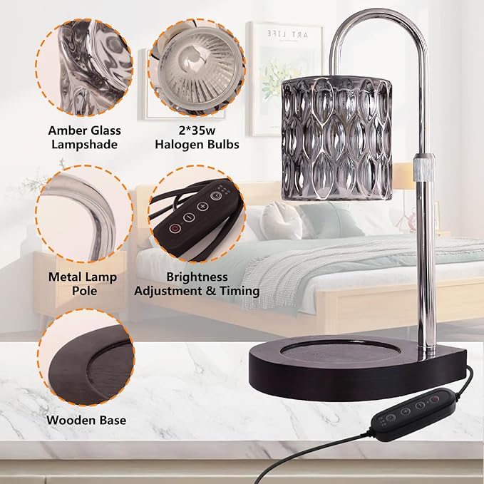 GEEZO Fragrance Candle Warmer Lamp,Electric Candle Warmer with Timer & Dimmer,Mom Christmas Birthday Gifts for Women, House Warming Gifts New Home Bedroom Decor