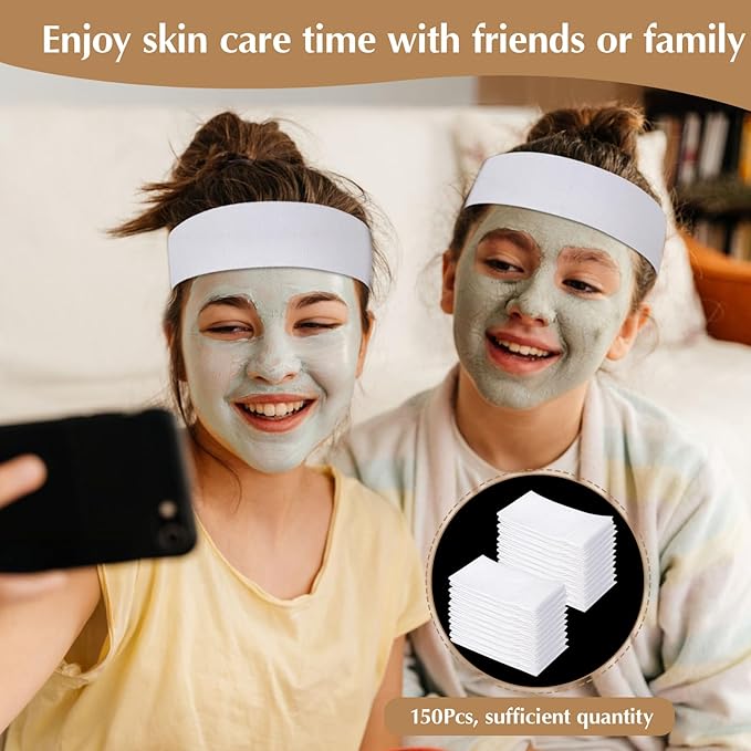 150 PCS Disposable Hairband for Women, Non-woven Fabric Spa Headband for Makeup, Travel, Securing Hair during Facial