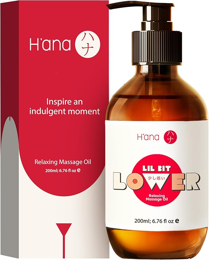 H'ana Relaxing Massage Oil - 6.76 Fl Oz - 100% Pure Natural for Vanilla Body Spa Quality, Calming, Sore Muscle Massage Oil with Moisturizing - Men and Women