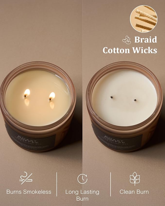 M&SENSE Coffee Candles Scented Strong, 2 Wick 11.6oz 70 Hours Burning Time Organic Natural Soy Wax Candle for Bedroom Kitchen Home Decor, Housewarming Gift for Men and Women