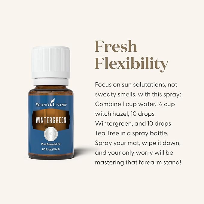 Wintergreen Pure Essential Oil 15ml by Young Living Essential Oil - Soothing Massage Oil - Experience a Refreshing and Invigorating Aura - Contains Cool & Minty Aroma